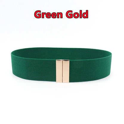 Fashion Women Elastic Band Wide Belts Simple Down Coat Waist Belt Female Buckle Black Strap Dress Decoration Accessories Ladies