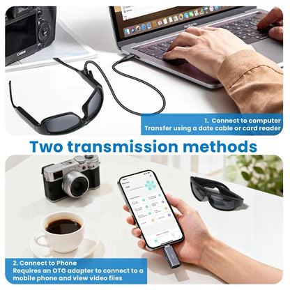 Smart Glasses 1080P Video Sports Glasses 4K Camera Music Call AI Translation Glasses Requires Card Insertion For Use