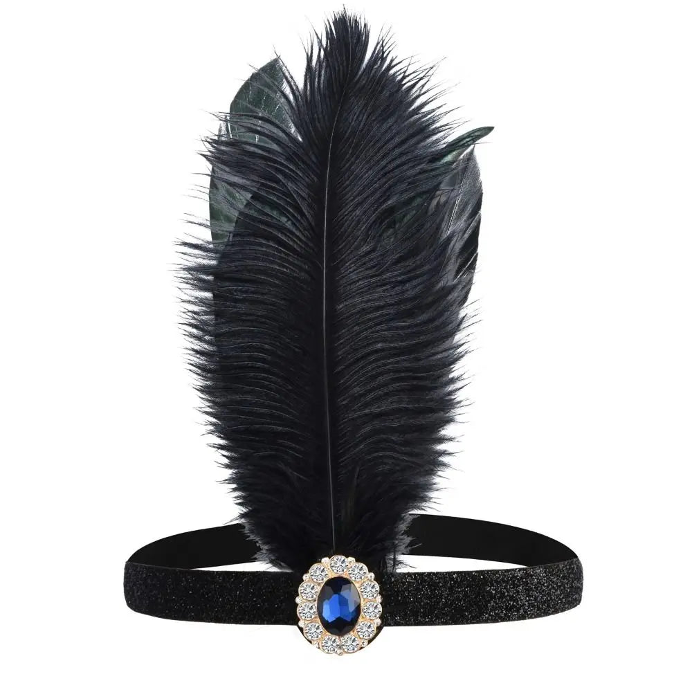 Hair Accessories Feather Headwear Tassel Makeup Party Cosplay Dress Headwear Diamond Black Masquerade Hair Band