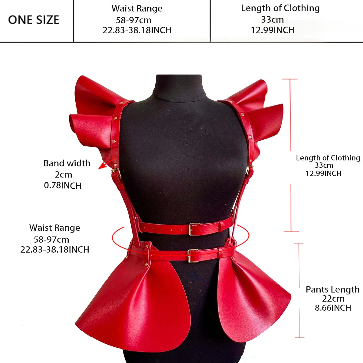 skirt Women's Belts Fashion Leather Body Harness Belt Skirt With Ruffle Hem Gothic Style Waist &Shoulder Belt Clothing Accessory