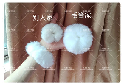 Anime accessories White Fur Hair Ring Japanese Girl Lolita Double Horsetail Hair Ornament Hair Rope kawaii accessories