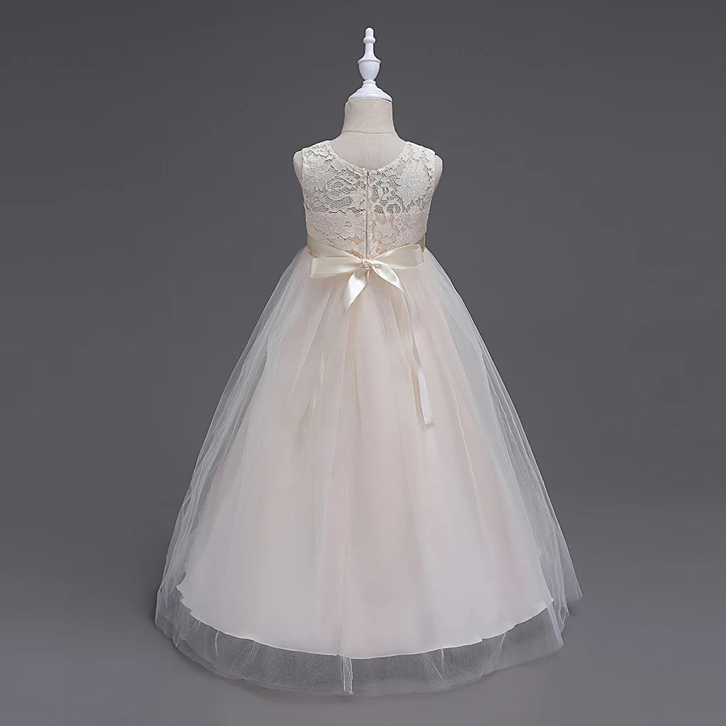 Western girls dress Princess dress Children's dress long lace skirt that draped the floor Evening dress