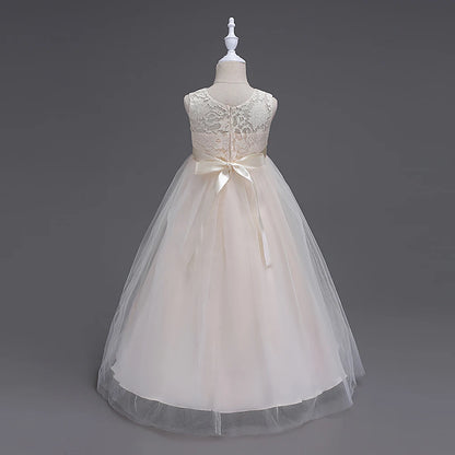 Western girls dress Princess dress Children's dress long lace skirt that draped the floor Evening dress