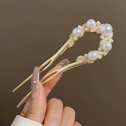 Fashion Hair Accessories Metal U Shape Hair Clip For Women Elegant Simulated Pearl Tassels Hairpin Female Headwear Gifts