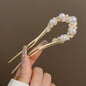 Fashion Hair Accessories Metal U Shape Hair Clip For Women Elegant Simulated Pearl Tassels Hairpin Female Headwear Gifts
