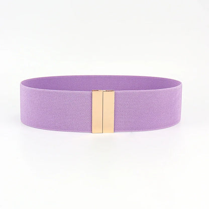 High Quality Belts for Women Black Waist Elastic Ladies Band Round Buckle Decoration Coat Sweater Fashion Dress Rice White