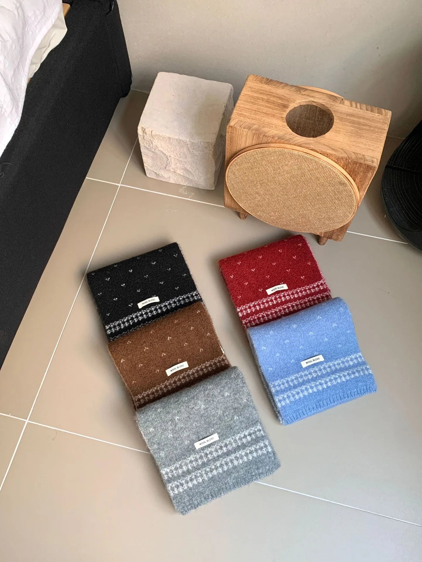 Women's Scarves Korean Retro Fair Island Simple Sweet Versatile Kawaii Wool Winter Thicked Warmth Comfortable High Quality Scarf