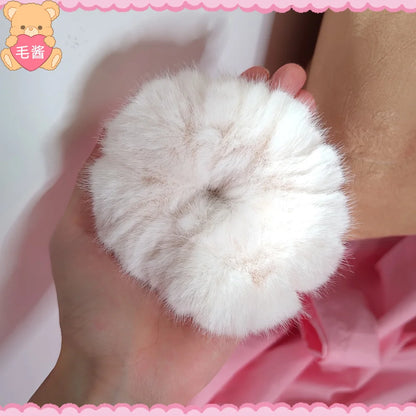 Anime accessories White Fur Hair Ring Japanese Girl Lolita Double Horsetail Hair Ornament Hair Rope kawaii accessories