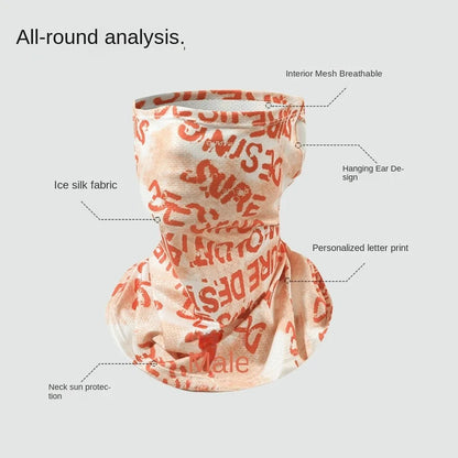 Scarves English Graffiti Sunscreen Face Mask UV Protection Shading Riding Mask Personal Breathable Ice Silk Face Towel Summer
