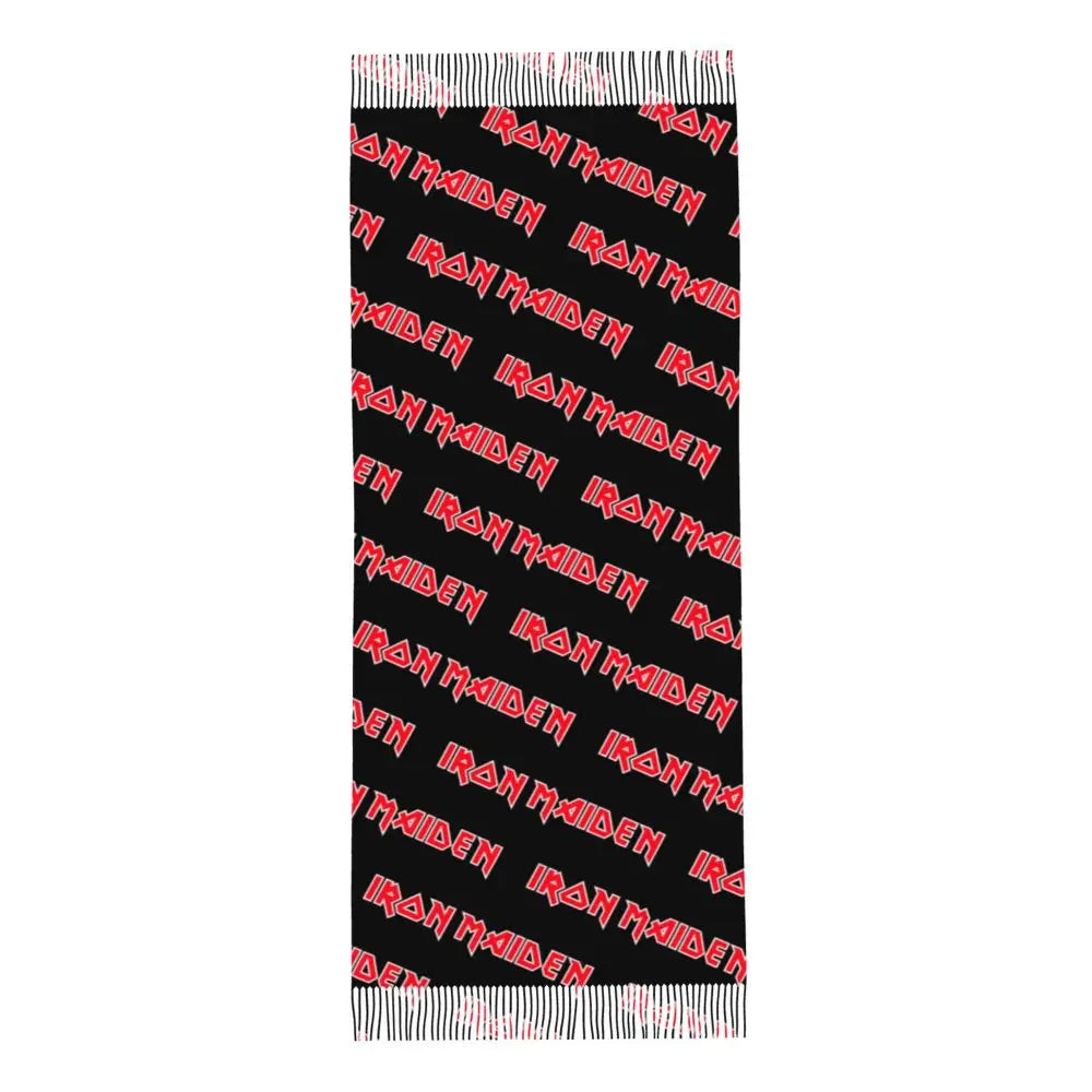 Custom Female Large British Heavy Metal Rock Iron Maidens Scarves Women Winter Soft Warm Tassel Shawl Wraps Scarf