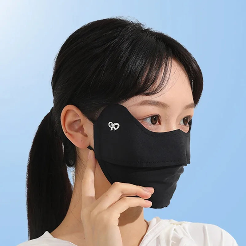 Sunscreen Face Scarf Thin Ice Silk Mask Summer Cover Veil Eye Protection Gini Golf Pattern Randomly On The Left Or Right Faces