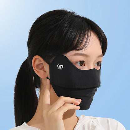 Sunscreen Face Scarf Thin Ice Silk Mask Summer Cover Veil Eye Protection Gini Golf Pattern Randomly On The Left Or Right Faces