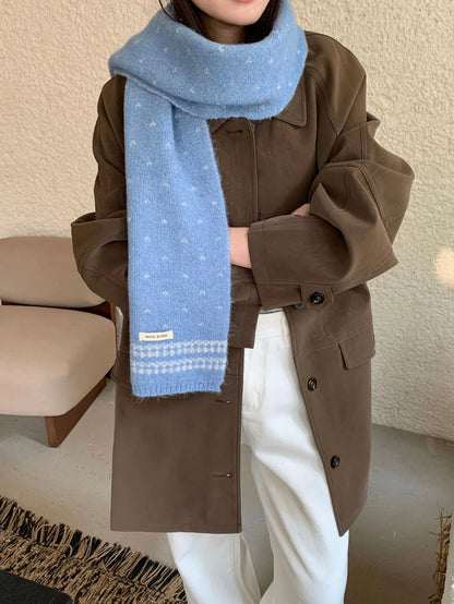 Women's Scarves Korean Retro Fair Island Simple Sweet Versatile Kawaii Wool Winter Thicked Warmth Comfortable High Quality Scarf