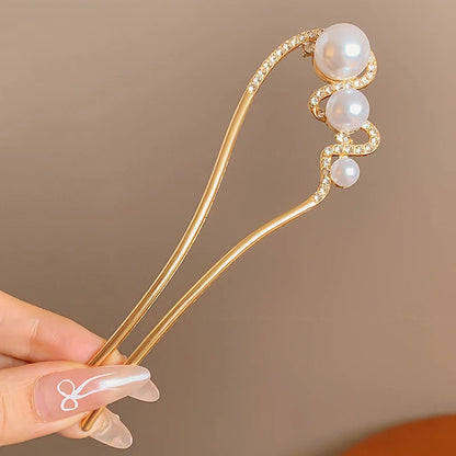 Fashion Hair Accessories Metal U Shape Hair Clip For Women Elegant Simulated Pearl Tassels Hairpin Female Headwear Gifts