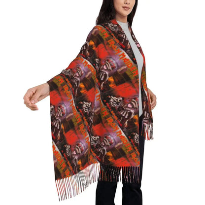 Custom Female Large British Heavy Metal Rock Iron Maidens Scarves Women Winter Soft Warm Tassel Shawl Wraps Scarf