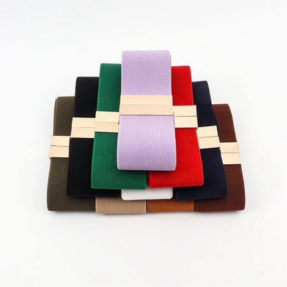 Fashion Women Elastic Band Wide Belts Simple Down Coat Waist Belt Female Buckle Black Strap Dress Decoration Accessories Ladies