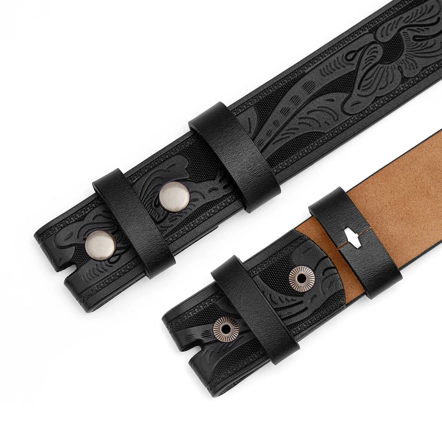 2024 Belts Without Buckle Two Layer Embossed Cowhide No Buckle Strap Pin Buckle Belt Body High Quality Male Belts Free Shipping