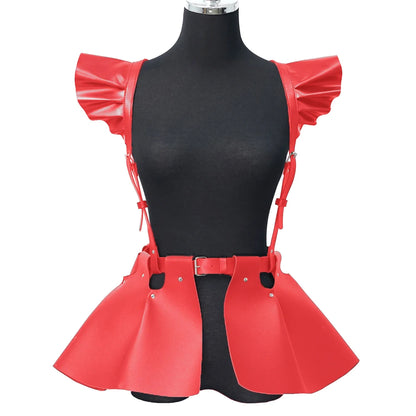 skirt Women's Belts Fashion Leather Body Harness Belt Skirt With Ruffle Hem Gothic Style Waist &Shoulder Belt Clothing Accessory