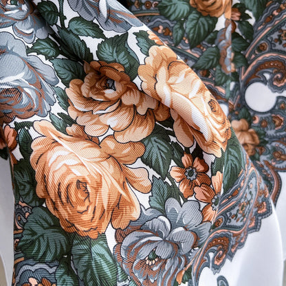 Women Russian Floral Scarf Ethnic Style Square Bandana Head Scarves Ladies Handkerchief Headband Silk Scarf Hair Wraps 2025