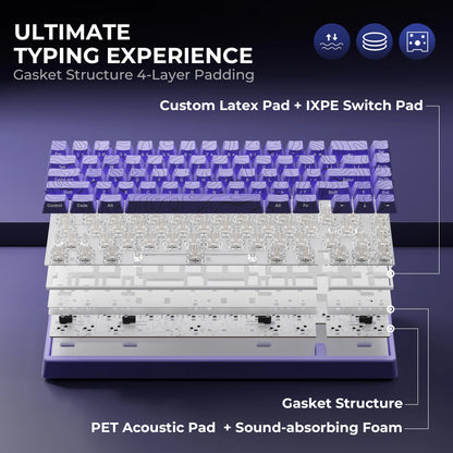 XVX M67 JadeStone Black Wireless Mechanical Keyboard With IMD-Tech Keycaps Tri-Mode Tech Topographic Keyboard Gasket Design