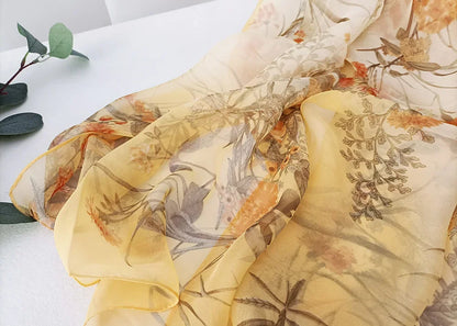 Women Elegant Chiffon Silk Scarves Fashion Versatile Flower Wraps Summer Beach Sunscreen Thin Scarf Georgette Bandana Hijab