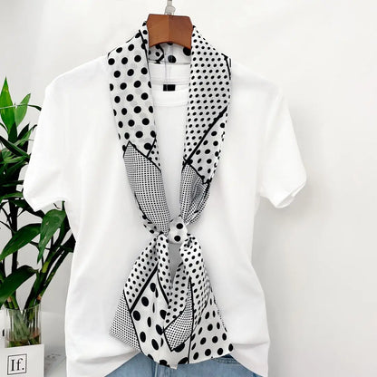 Men's Long Small Silk Scarves with Suits Spring Autumn New Fashionable Versatile Decorative Korean Version Thin  Narrow Scarves