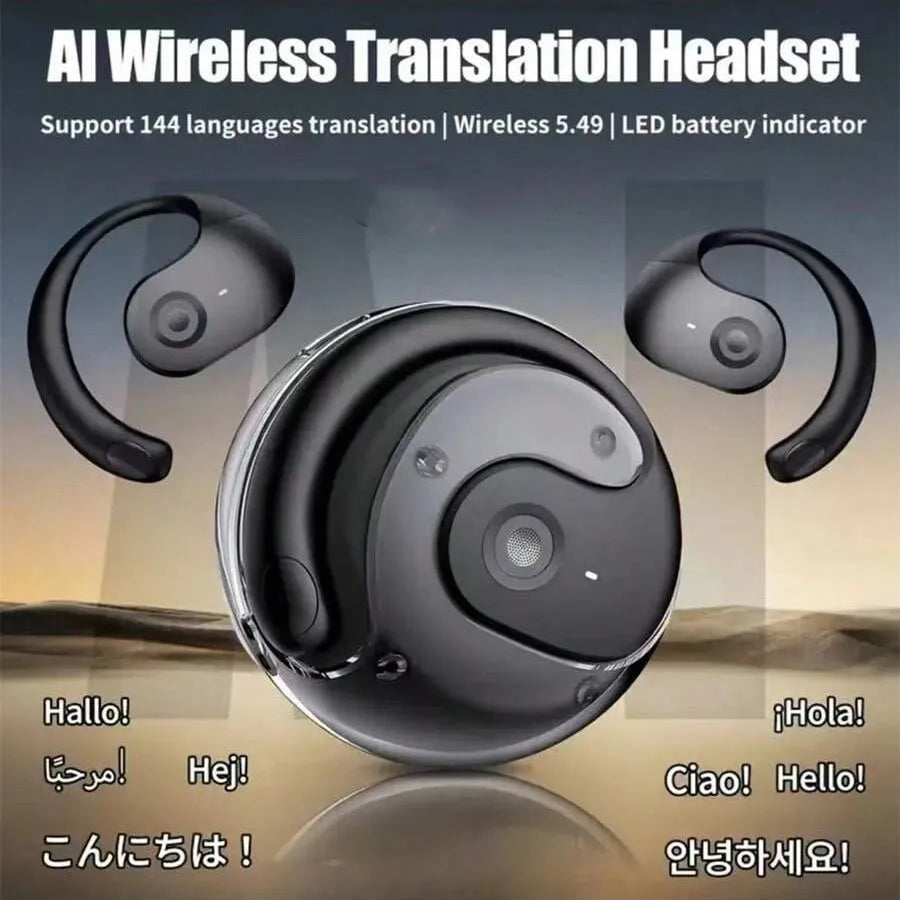 Translation Earbuds - 144 Languages & Accents, Real-Time Wireless Headphones with Type-C Charging Case, Ideal for Travel