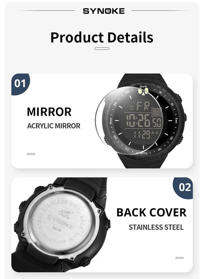SYNOKE Outdoor Military Digital Watch For Men Fashion Retro Men Watch Sports Waterproof Men Watch Multifunctional Handsome Men