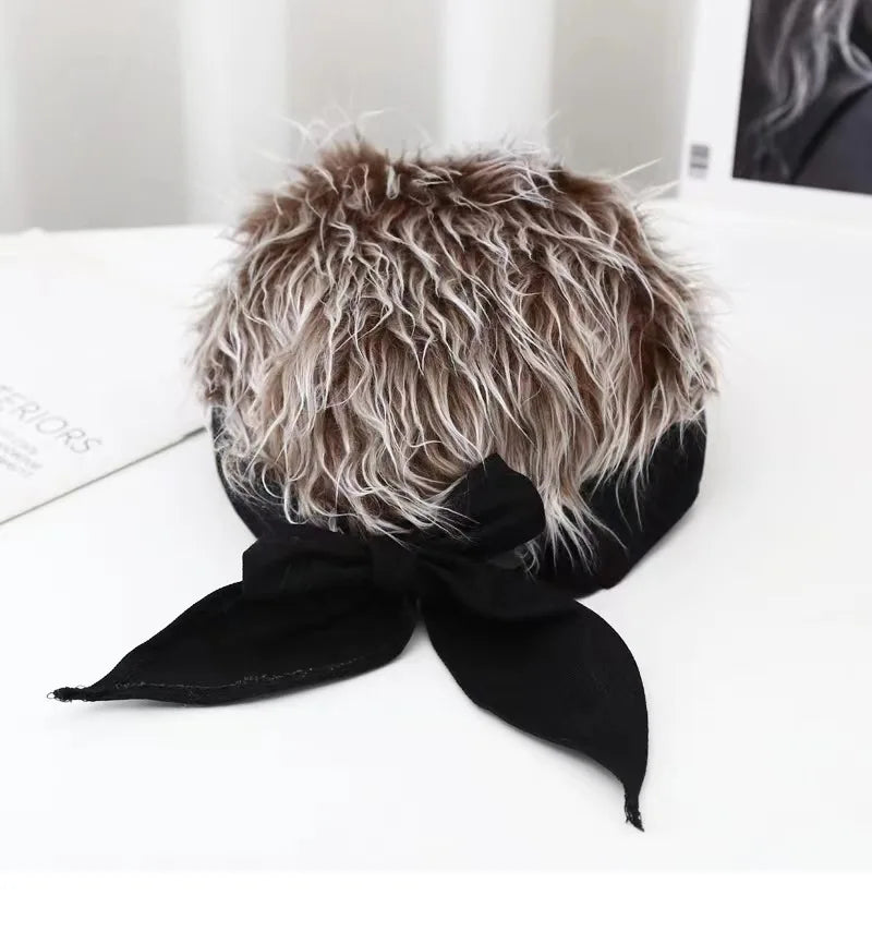 Men's Landlord Cap Handsome Simulation Wig Cap Short Hair Cap Lanyard Bow hip-hop Spoof Brimless Cap Hair Bonnet Hot
