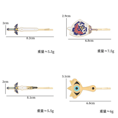 The Legend of Hair Clips Hylian Shield Sheikah Master Sword Barrettes Cartoon Headwear Hair Accessories for fans Gifts