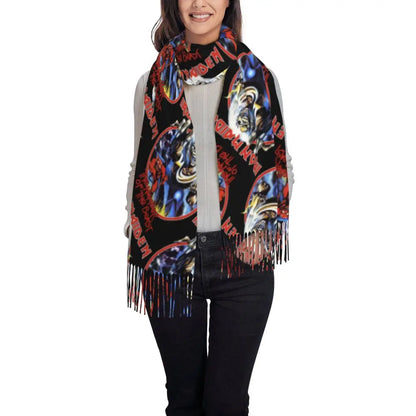 Custom Female Large British Heavy Metal Rock Iron Maidens Scarves Women Winter Soft Warm Tassel Shawl Wraps Scarf