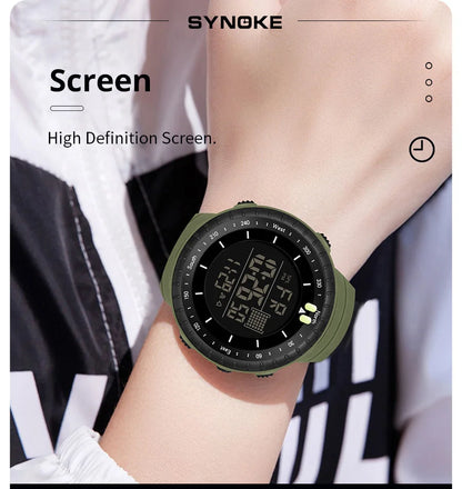 SYNOKE Outdoor Military Digital Watch For Men Fashion Retro Men Watch Sports Waterproof Men Watch Multifunctional Handsome Men