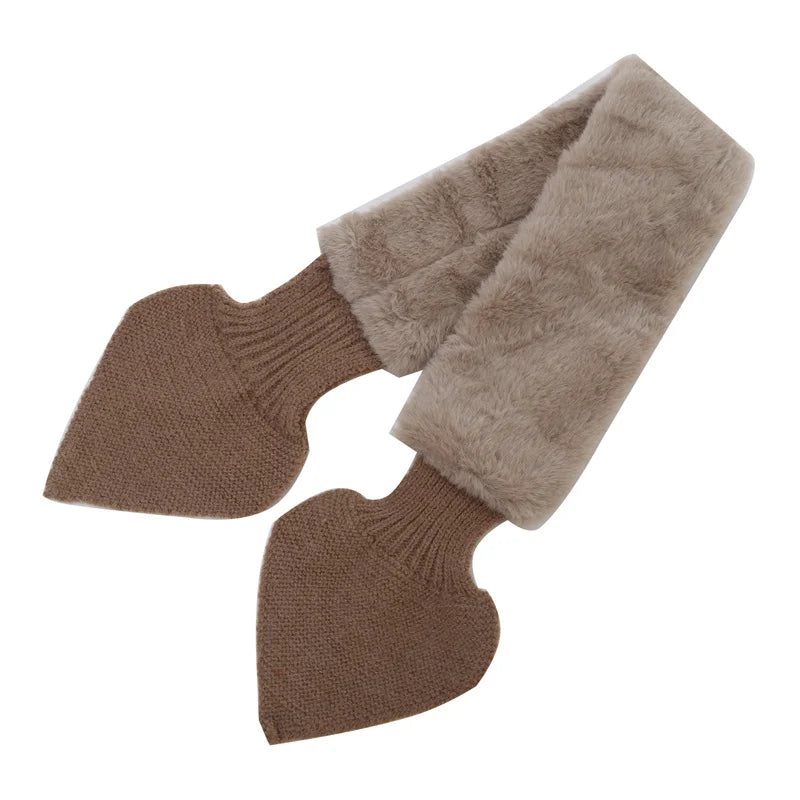 Women Scarves Girls Ladies Autumn Winter Knitted Scarf Sweet Cute Comfortable Warm Female Cross Straps Shawl Soft Neck Scarf