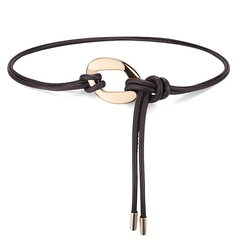 Elegant ladies tie knot belts, retro thin waistbands, fashionable decorative dresses, shirts, coats and overcoats with belts