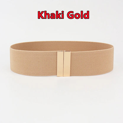 Fashion Women Elastic Band Wide Belts Simple Down Coat Waist Belt Female Buckle Black Strap Dress Decoration Accessories Ladies