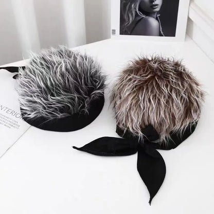 Men's Landlord Cap Handsome Simulation Wig Cap Short Hair Cap Lanyard Bow hip-hop Spoof Brimless Cap Hair Bonnet Hot
