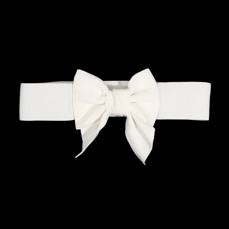 1PC New Fashion Elegant Large Bow Elastic Belts for Women Wide Side Belt Dress Female Jeans Waistband Trouser Accessory