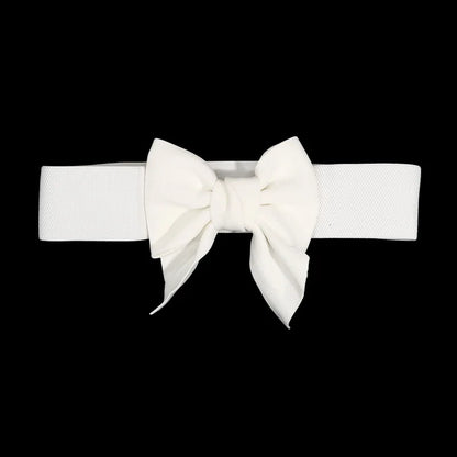 1PC New Fashion Elegant Large Bow Elastic Belts for Women Wide Side Belt Dress Female Jeans Waistband Trouser Accessory