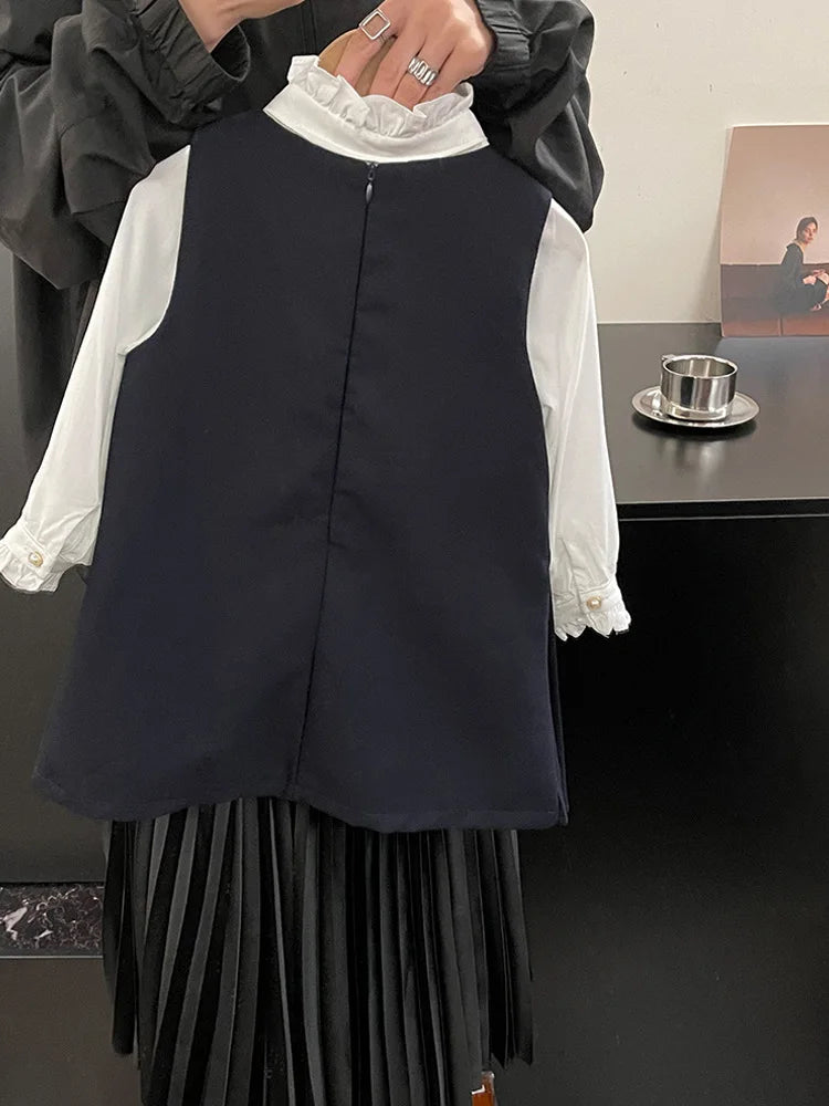 Girls' College Style Dress 2025 Autumn Western Style Double Breasted Girls' Western Style Vest Skirt Baby Princess Skirt