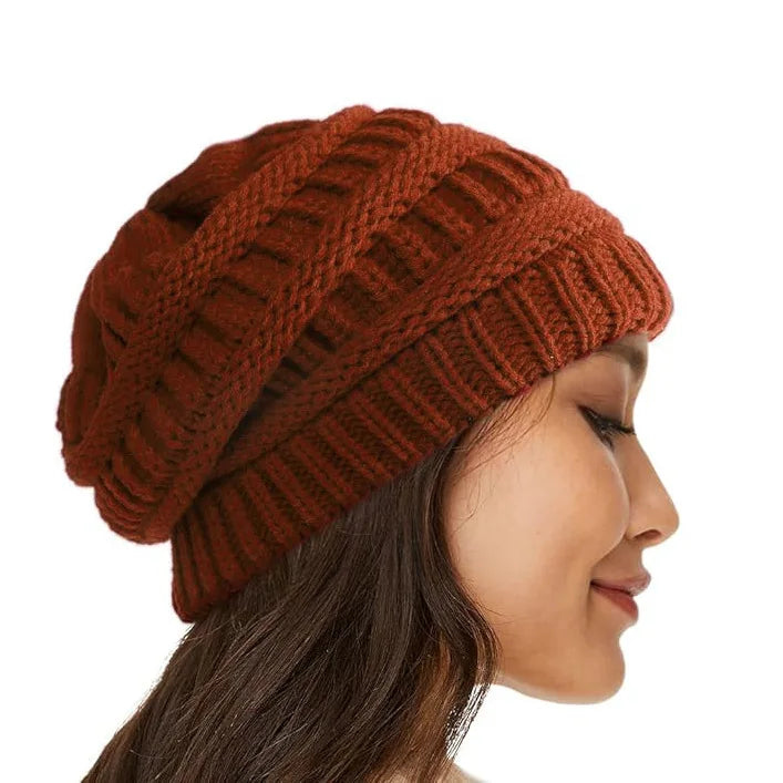 Women's Hats for Autumn&Winter-Comfortable Stylish Versatile Warm-Keeping Hairstyle-Protecting Knitted Satin Woolen Hats