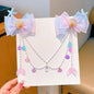 Baby Girls Cute Mermaid Princess Pearl Tassel Bow Forehead Chain Hair Clip Children Hair Accessories Girls Super Hair Clip TM04