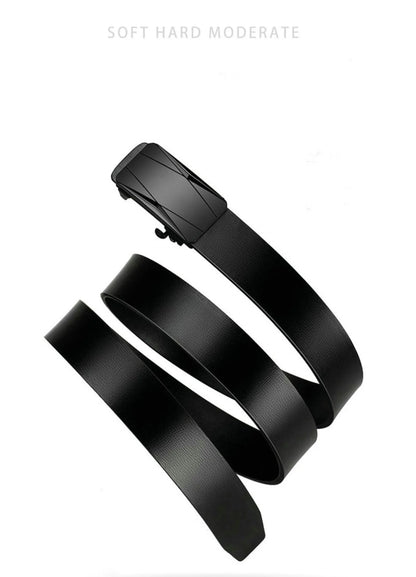 Men's Belts High-Quality Luxurious PU Belts Men's Casual Fashion Toothless Automatic Simple Buckle Belts