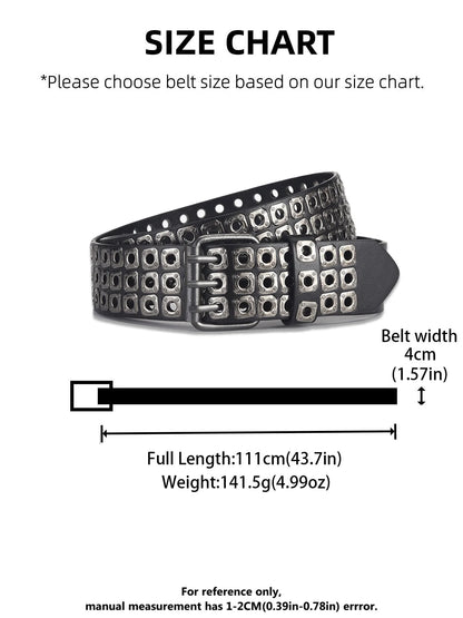 Women Belt Fashion Square Beads, Willow Nails, Three Exhaust Eyes, Punk Street Cool, Personalized Men's and Women's Belts