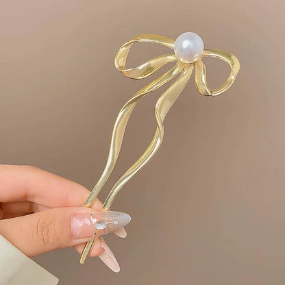 Fashion Hair Accessories Metal U Shape Hair Clip For Women Elegant Simulated Pearl Tassels Hairpin Female Headwear Gifts
