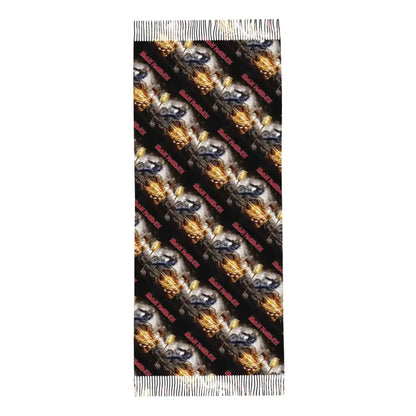 Custom Female Large British Heavy Metal Rock Iron Maidens Scarves Women Winter Soft Warm Tassel Shawl Wraps Scarf