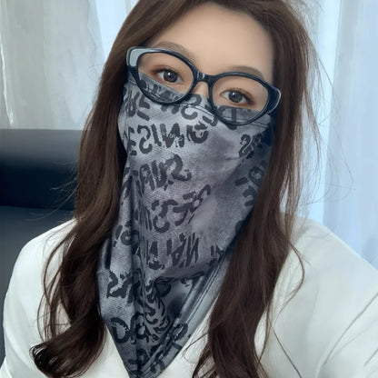 Scarves English Graffiti Sunscreen Face Mask UV Protection Shading Riding Mask Personal Breathable Ice Silk Face Towel Summer