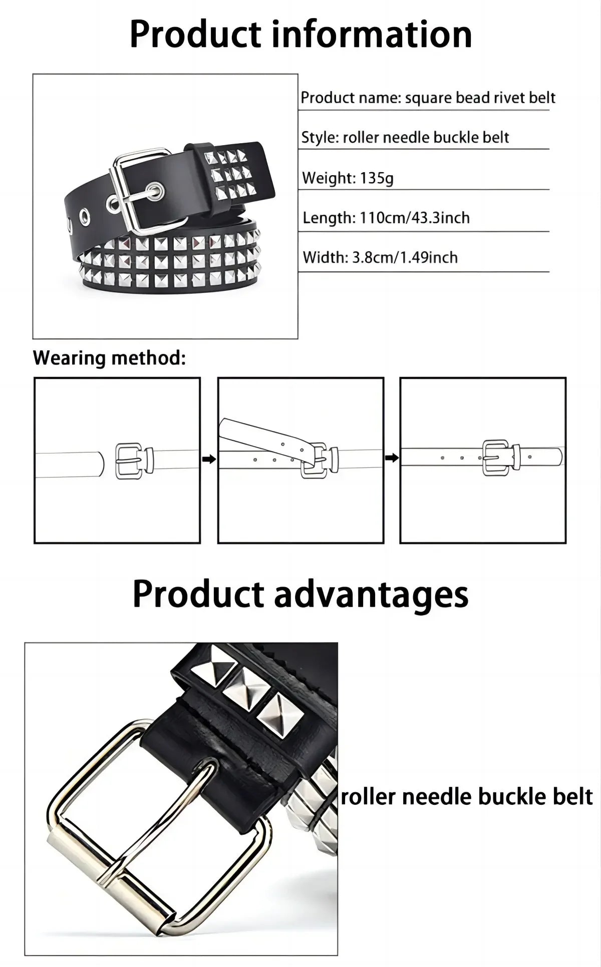 Trend Rivet Belts Heavy Metal Belt Men Women Punk Nightclub Rock Style Jeans Belt Y2K Belt Fashion Decoration Women's Belts