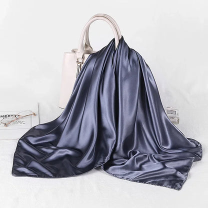 Fashion Hijab Scarves For Women Silk Satin Hair Scarf Female Solid Colors Kerchief 90*90cm Square Shawls Neck Scarfs For Ladies