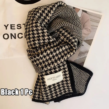 Scarf female winter new atmosphere sense of double-sided students cute warm thickened knitting senior sense of scarf