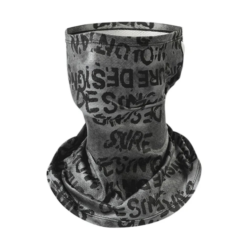 Scarves English Graffiti Sunscreen Face Mask UV Protection Shading Riding Mask Personal Breathable Ice Silk Face Towel Summer